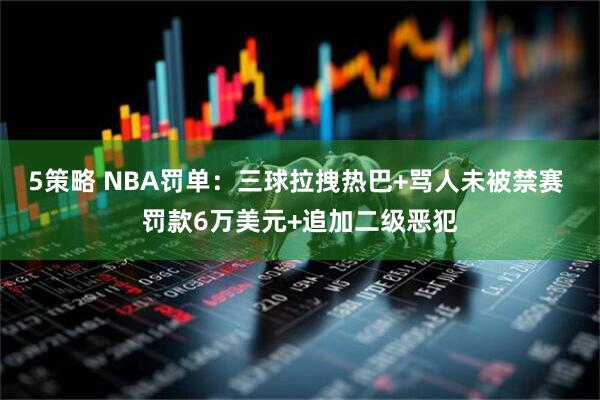 5策略 NBA罚单：三球拉拽热巴+骂人未被禁赛 罚款6万美元+追加二级恶犯